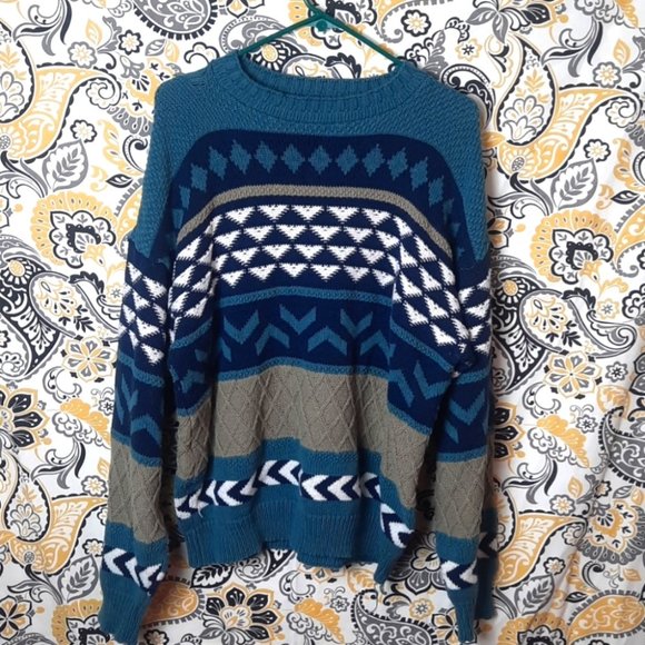 john weitz Other - Vintage 80s John Weitz abstract x knit style x slightly distressed sweat…